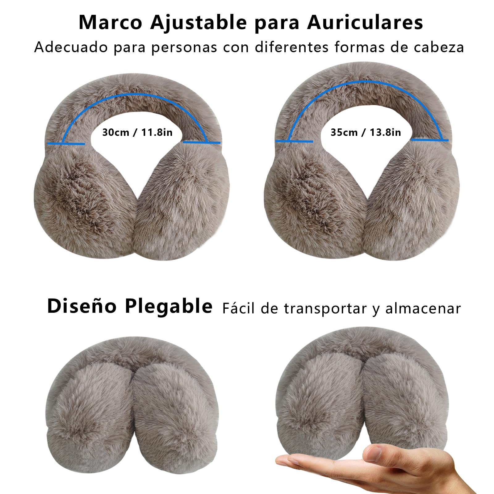 Calefactables Auriculares Inalambricos Bluetooth Diadema con Microfono - Calefactor Electrico Auriculares Over Ear Orejeras Frio con Termostato Calefaccion para Mujer Hombre Running