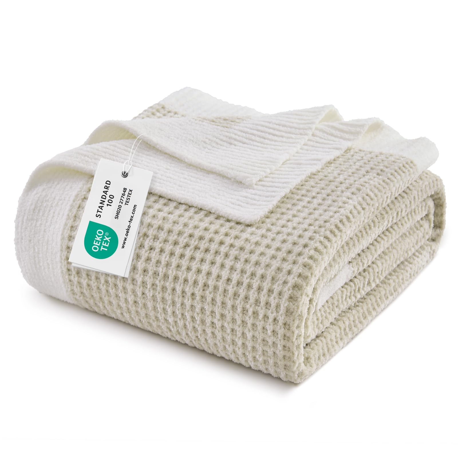 BEDELITE Soft Cozy Chenille Waffle Knit Throw Blanket,Farmhouse Boho | ideal gift,fuzzy,fluffy,warm,for sofa or bed,room decor,breathable all season,lightweight,machine washable,50*60 beige