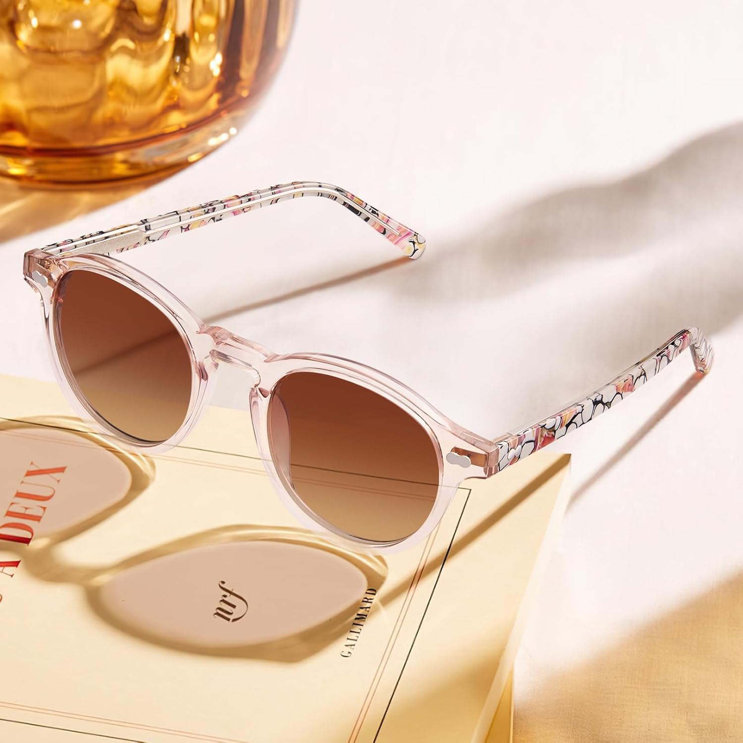 CARFIA Round Acetate Polarized Sunglasses for Women Fashion Retro Sun Glasses CA5266 - Image 3