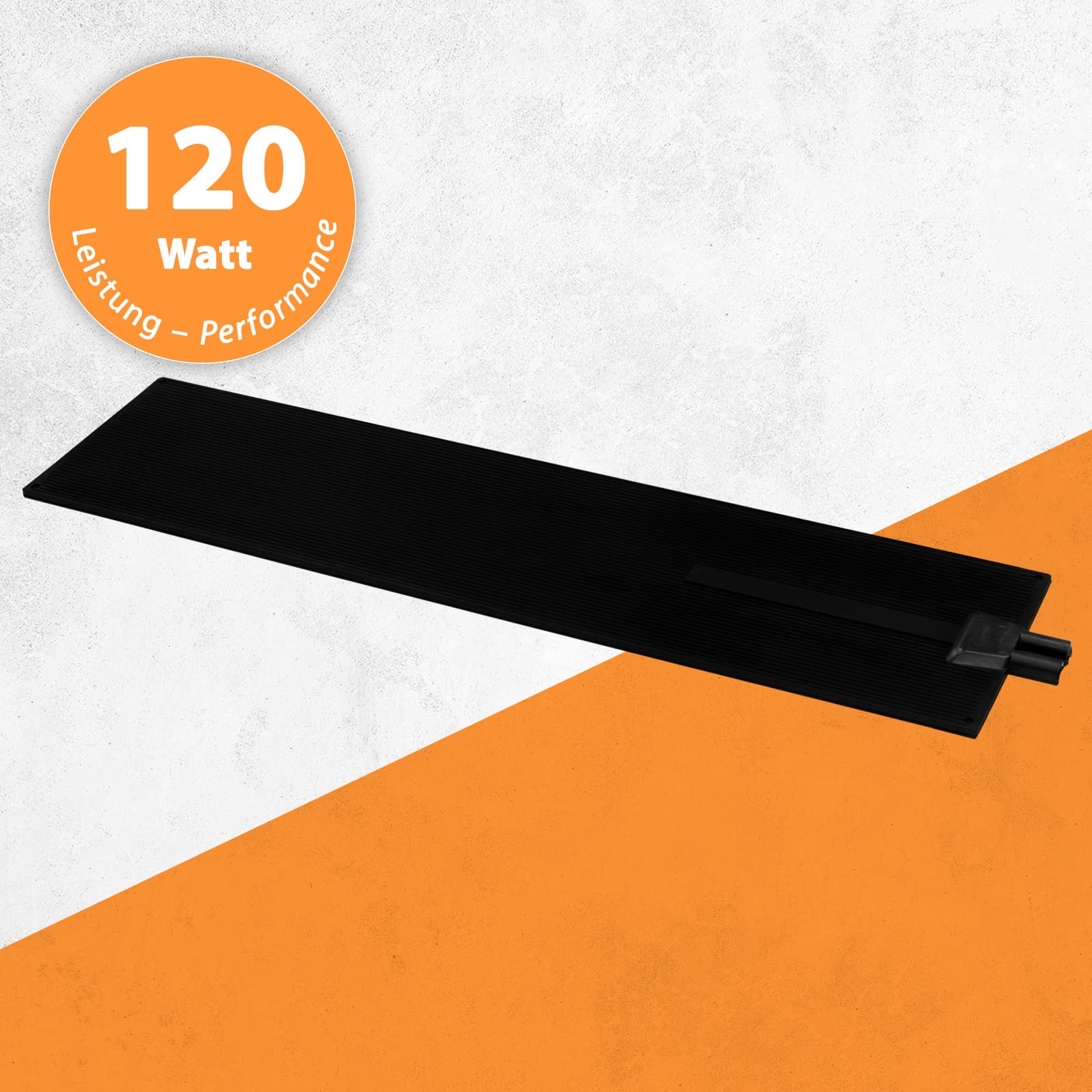 120W Gummi-Heizmatte, Outdoor Heizmatte 25x94cm, bis 60°C, IP65 Spritzwasserschutz, UV beständig, 2.4m Anschlusskabel