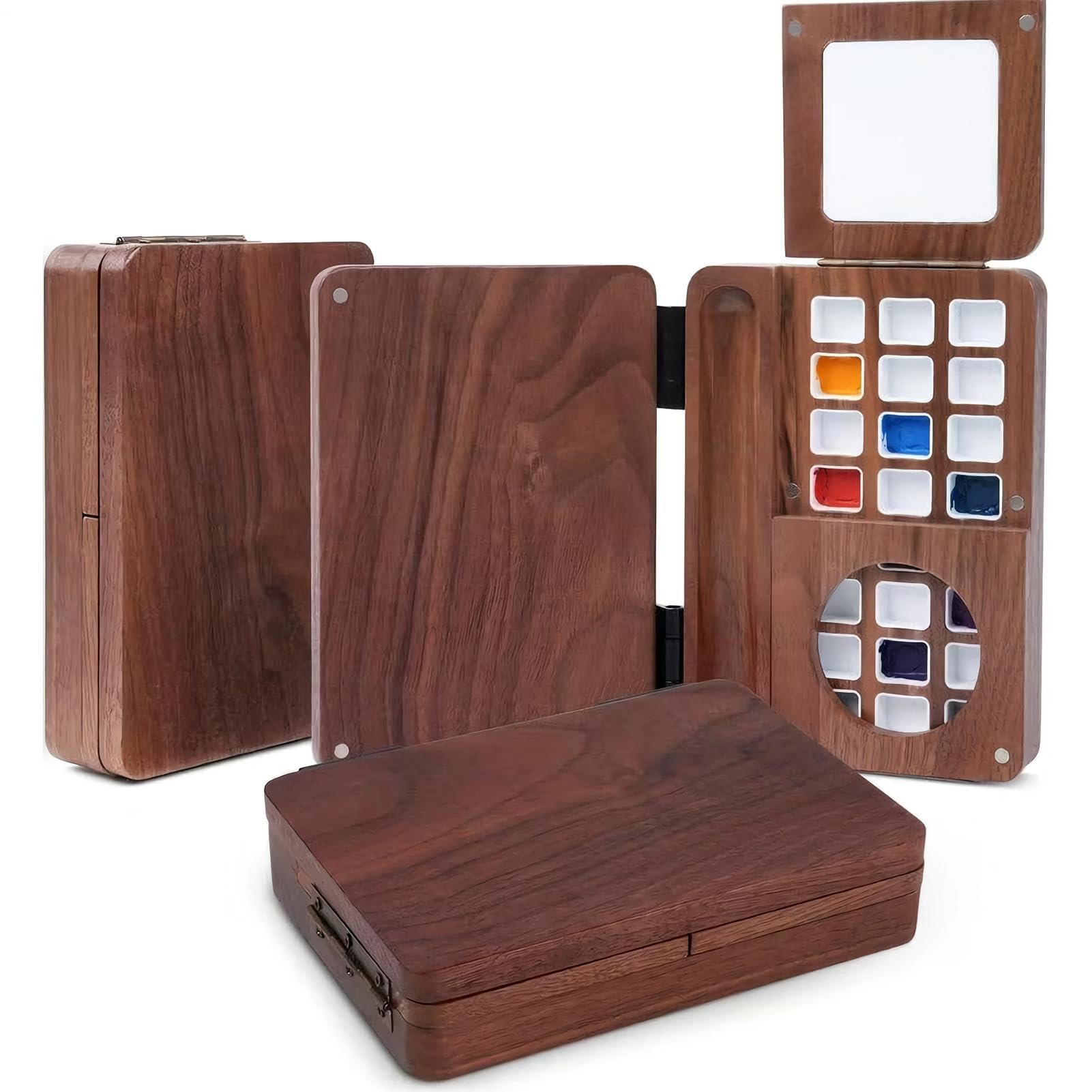Paleta Mezcladora de Acuarela de Madera para Pintura con 24 Compartimentos