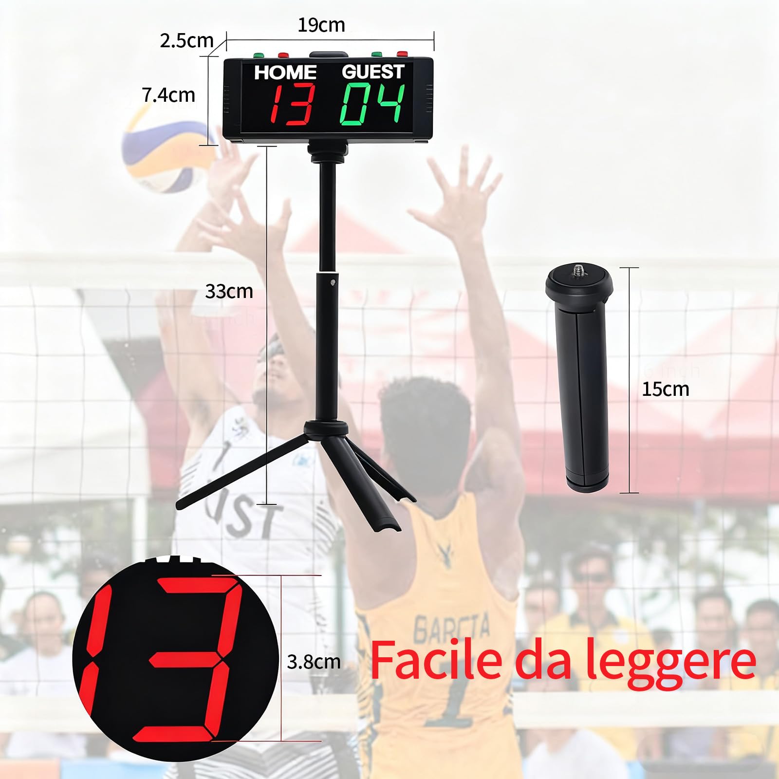 Tabellone Segnapunti Digitale, Tabellone Segnapunti Elettronico con Treppiedi per Baseball, Pallavolo Sportivo Indoor e Outdoor