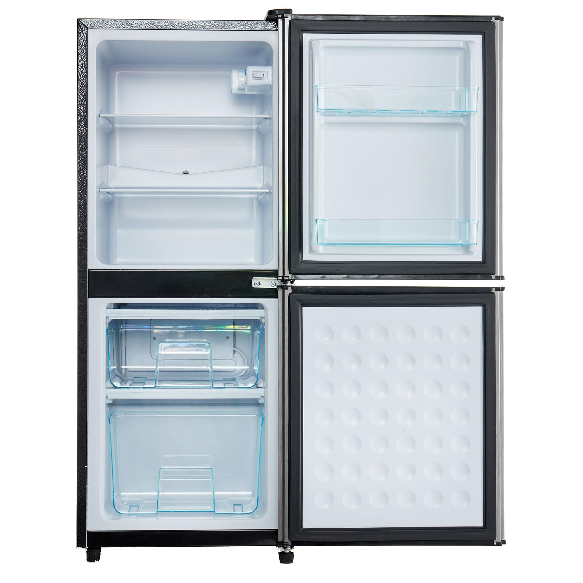 Gegtuon Frigorifero 106L, Frigo con Illuminazione a LED e Divisorio per Ripiani, Professional Frigo Bar Refrigerata con Congelatori e Porta Verstellbare per Cucina Ufficio, Classe E, 220-240V, Argento