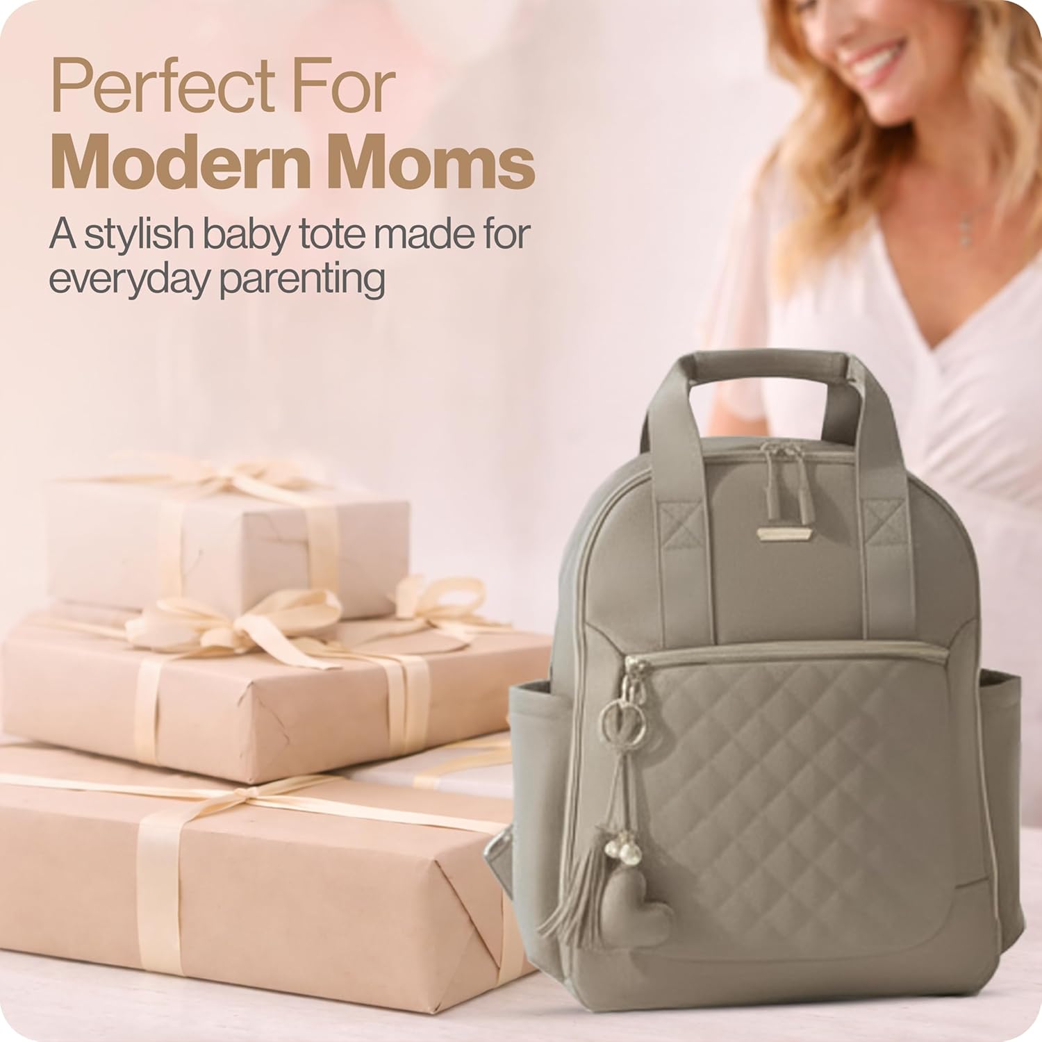 Lil cactus Baby-Pack Vegan Leather Diaper Bag Backpack With Bottle Pockets, Changing Pad, Laptop Sleeve, Traveler For Moms