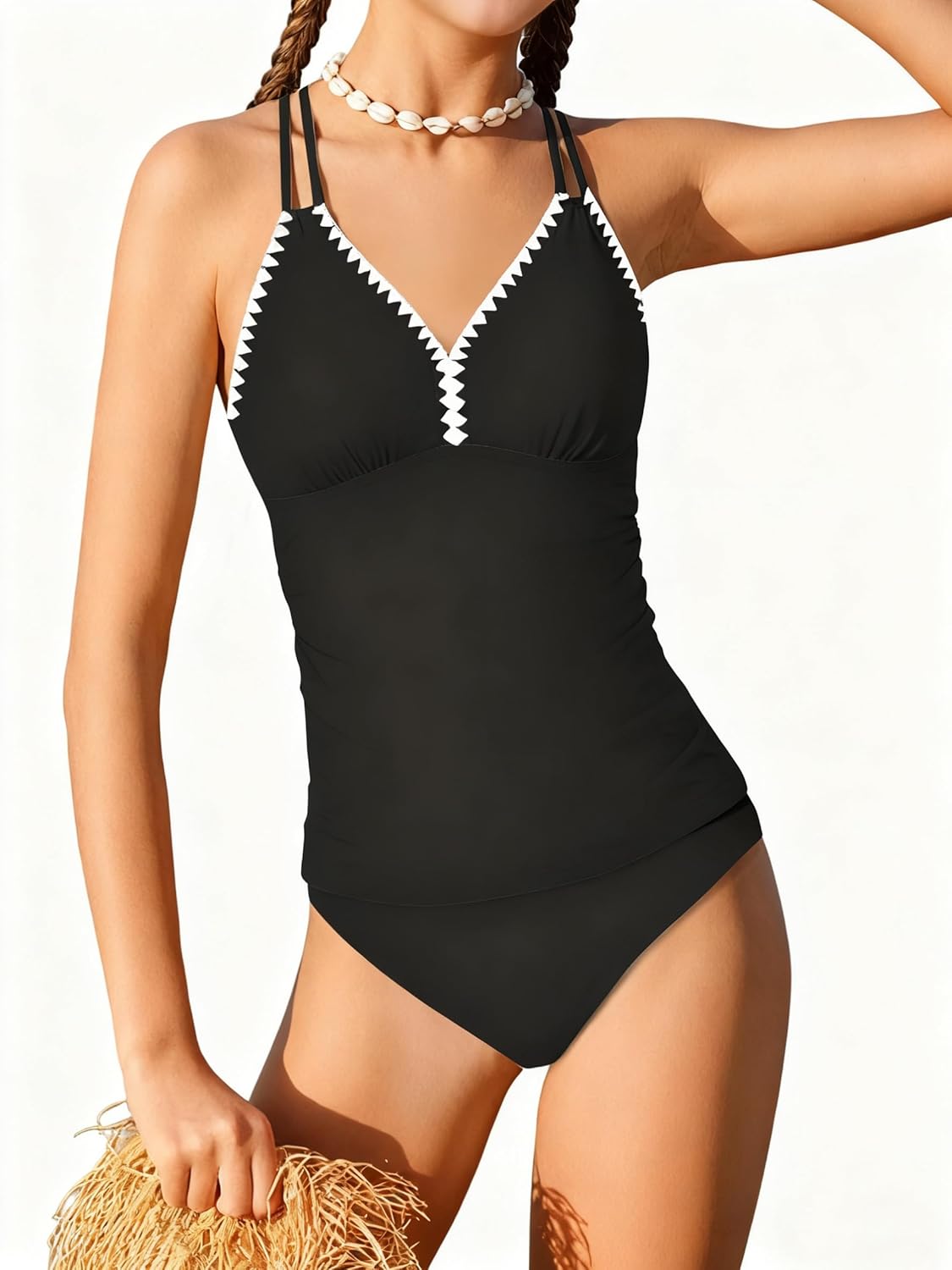 Teen Girls Tankini Swimsuit Girls V Neck Straps Bathing Suit Two Piece Printed Swimsuit 9-16 Years - Image 3