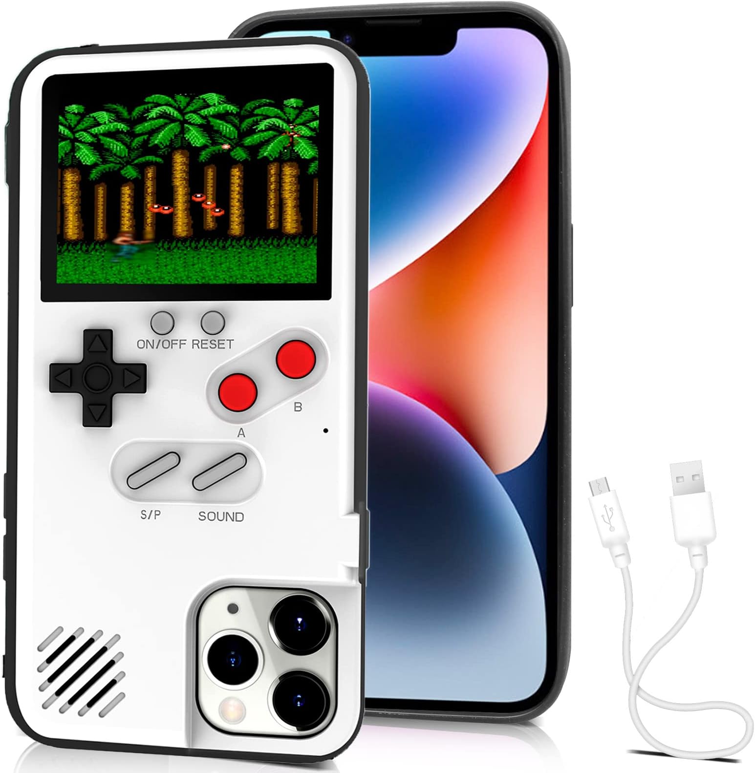 Game Phone Case, 168 Built-in Small Video Games, White, Compatible with iPhone XR