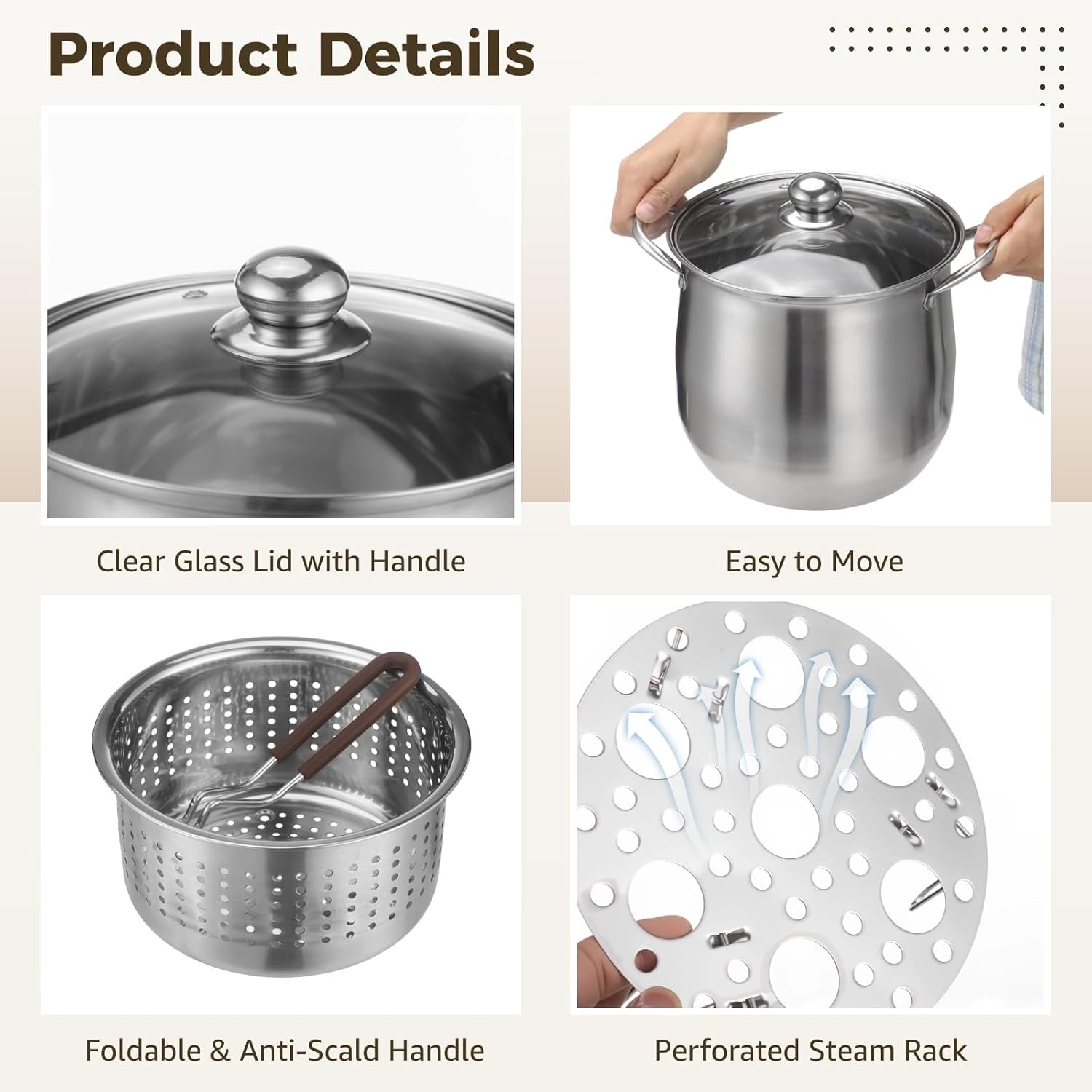 Deep Fryer Pot with Basket and Lid,6L/6.5QT 304 Stainless Steel Large Capacity Multi-function Cooking Pot with Strainer Basket & Egg Steam Rack, Frying Boiling Set for French Fries Chicken,Kitchen