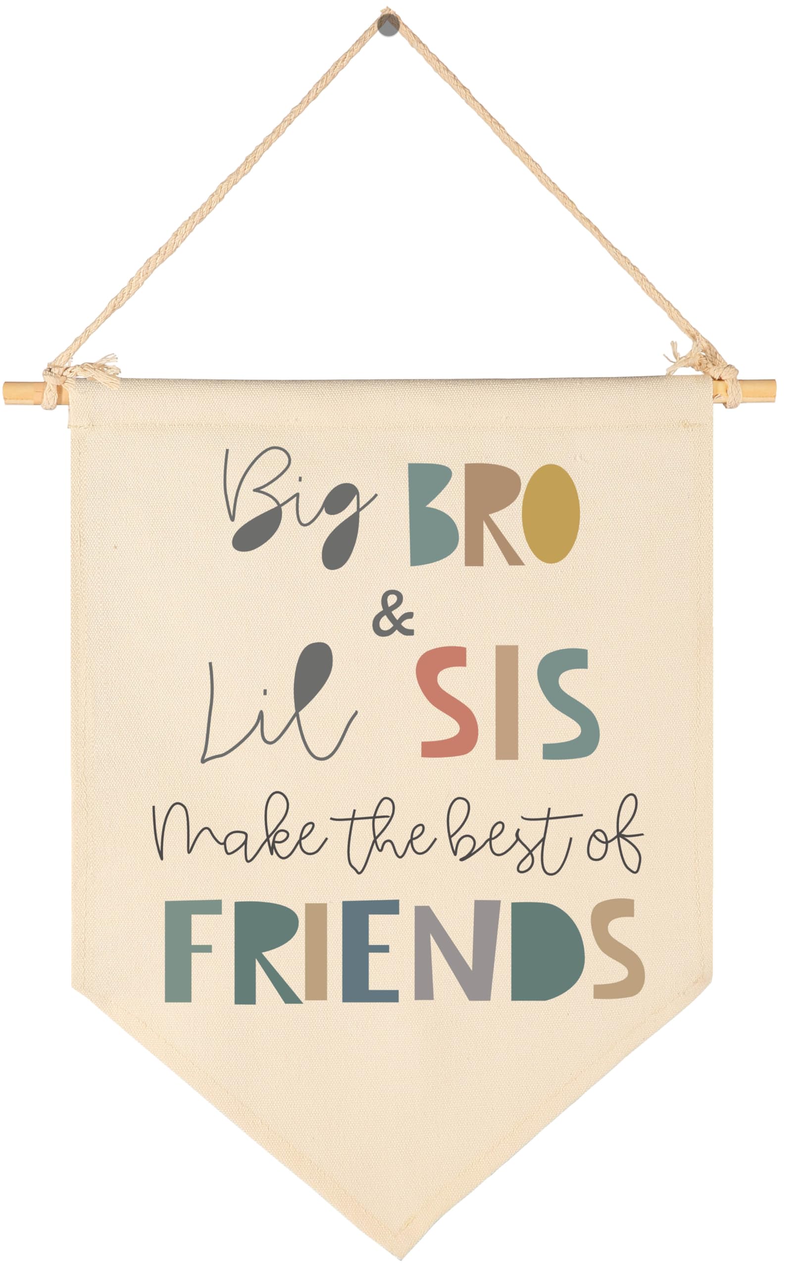 Big Bro Lil Sis Make The Best Friends-Big Brother,Little Sister-Sibling Wall Gift for Baby Boys Girl Kids-Canvas Pennant Banner Pennant Wall Decor Gift for Nursery Baby Room Playroom