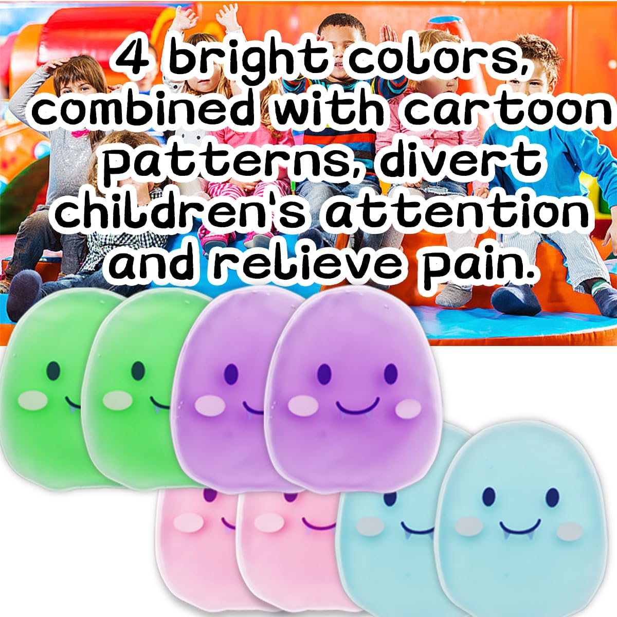 Boo Boo Lot de 8 blocs de glace pour enfants blessés, poche de glace avec housse souple pour soulager la douleur, la fièvre, les dents de sagesse, les premiers secours et la tête, le cou, les bras