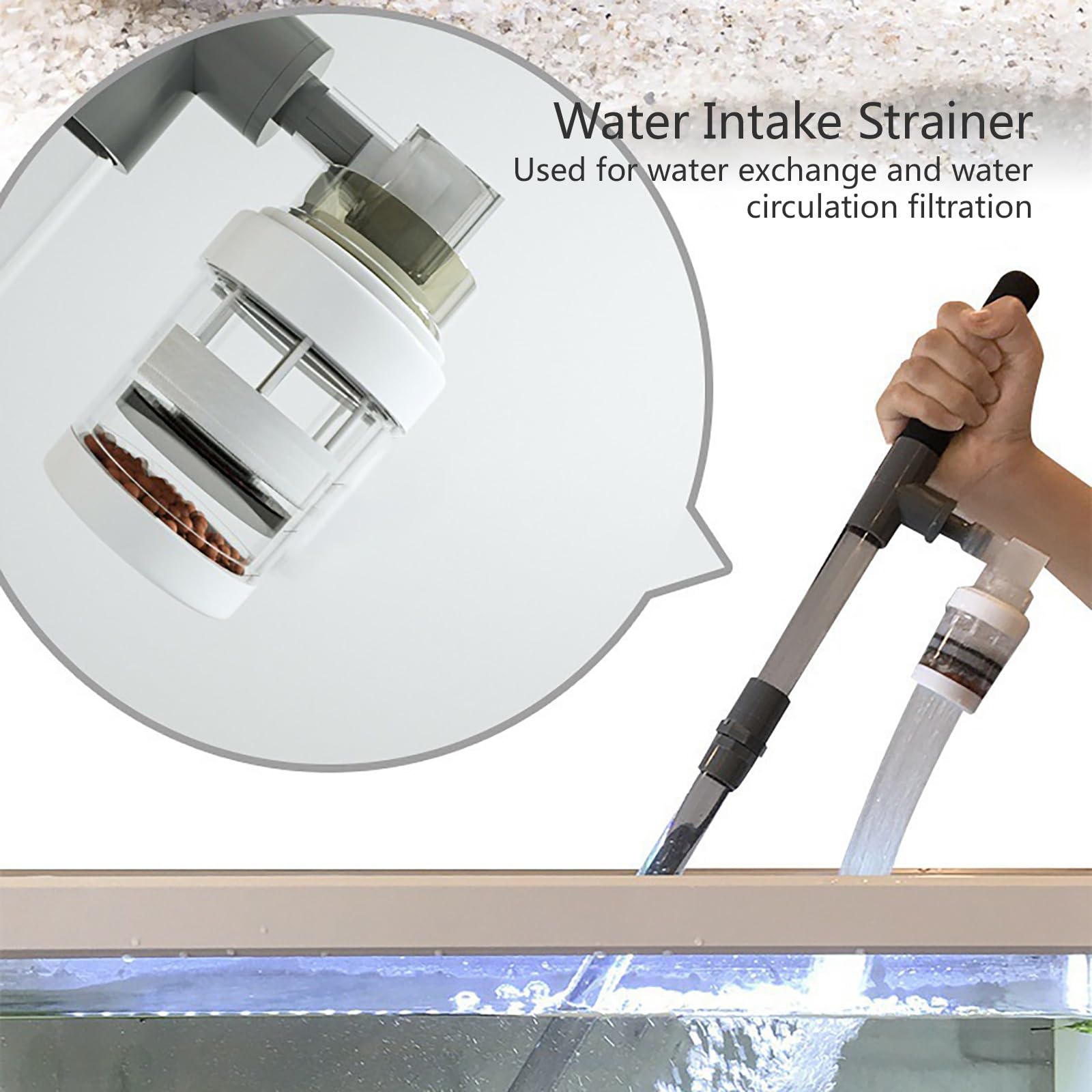 Limpiador De Grava para Acuarios, Cambiador De Agua para Peceras con Colador De Entrada De Agua, Kit Limpiador De Arena para Peceras, para Limpieza De Grava y Arena En Peceras