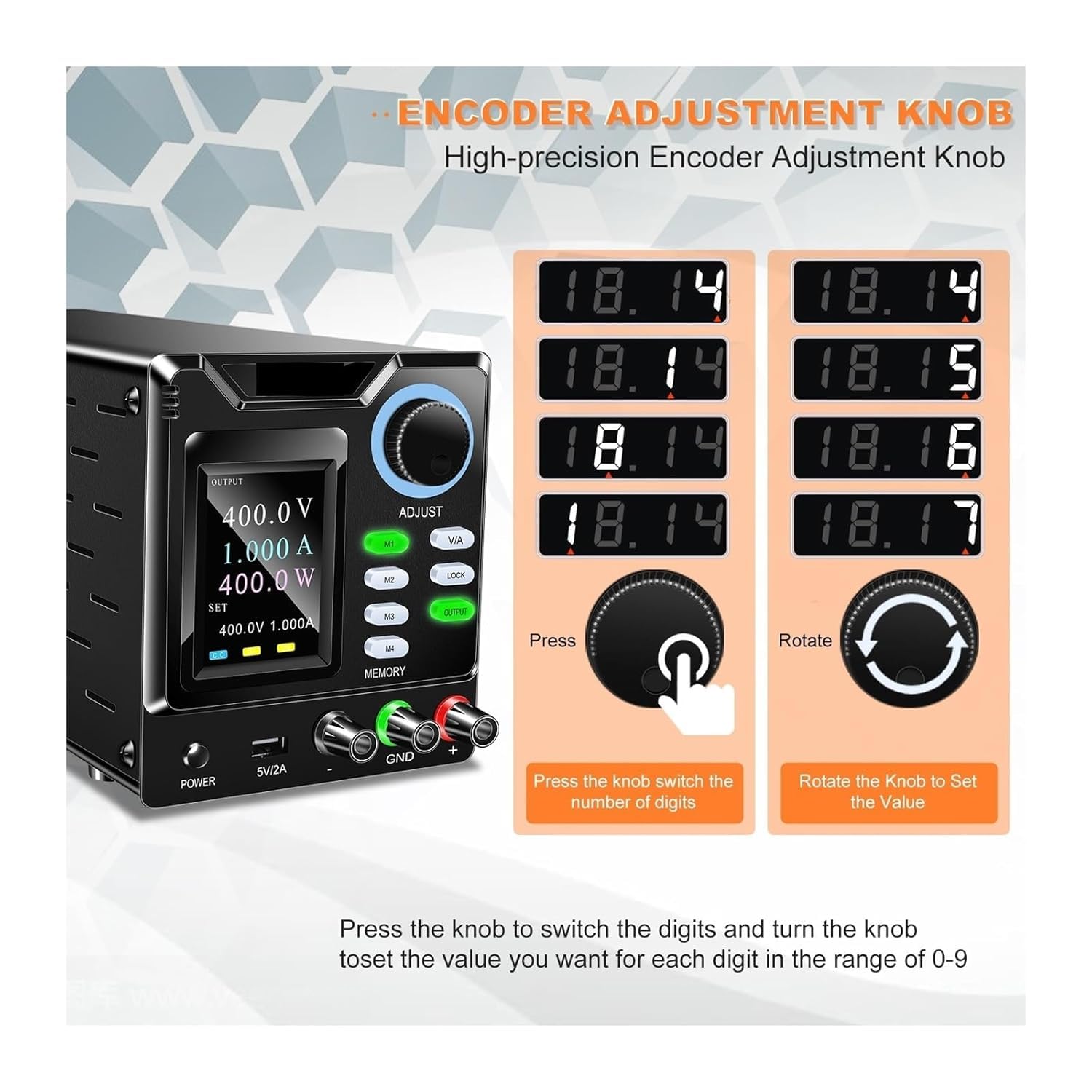 Alimentatore CC programmabile regolabile 30 V 10 A con porte USB e display LCD for uso in laboratorio(30V 10A 300W)