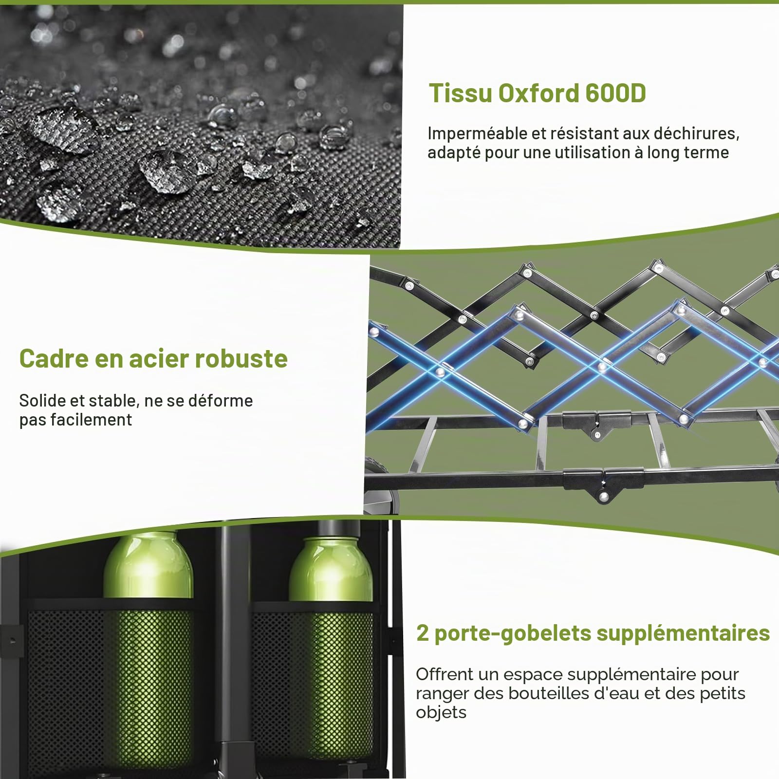 SURFOU Chariot Pliable - Charge maximale : 160 kg et Volume : 120 l - avec pneus Tout-Terrain à 360 ° - Châssis en Acier Robuste et bâche résistante aux intempéries - Idéal pour Le Camping, la Plage