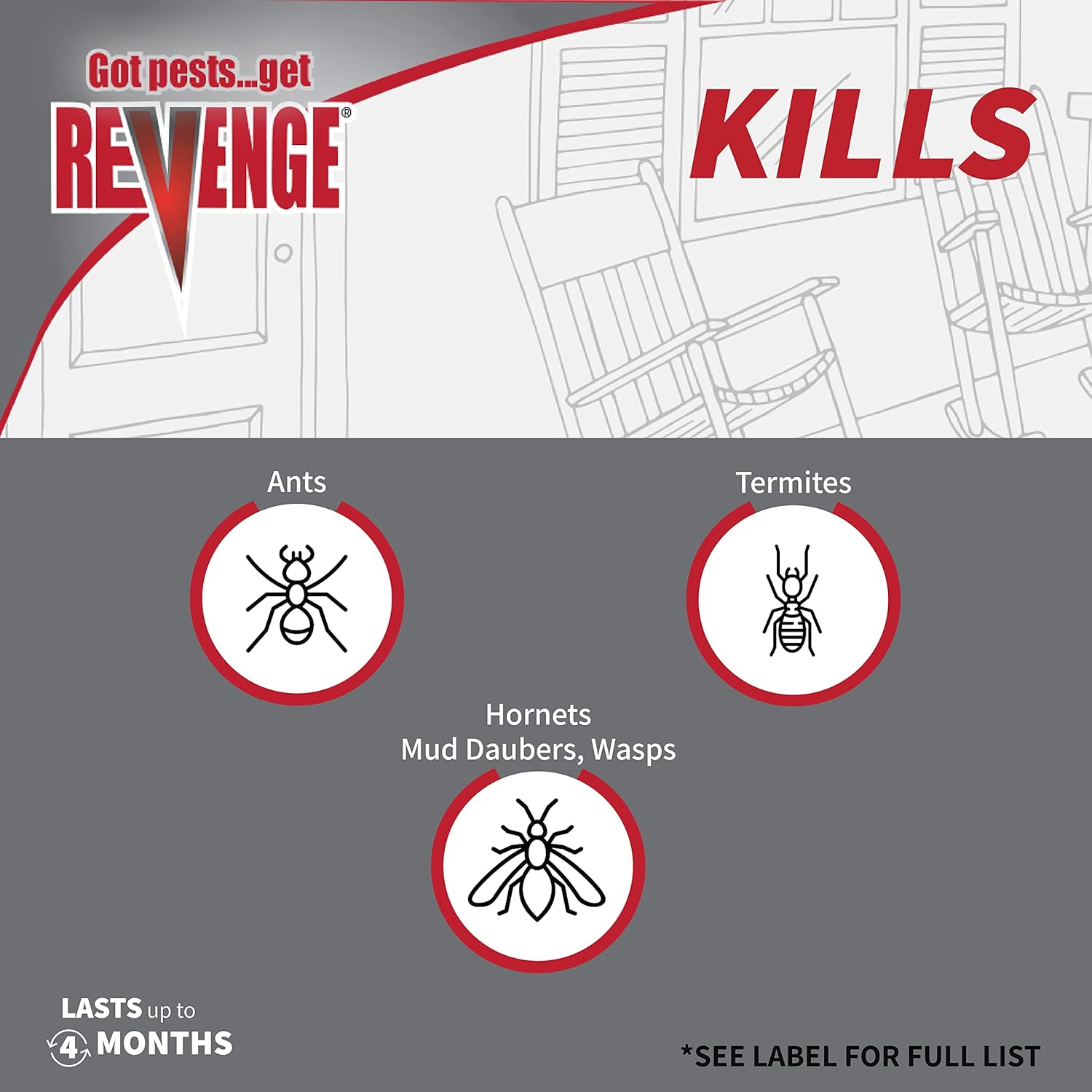 REVENGE Termite & Carpenter Ant Killer, 128 oz Ready-to-Use Spray, Long Lasting Formula for Indoors and Outdoors Kills on Contact