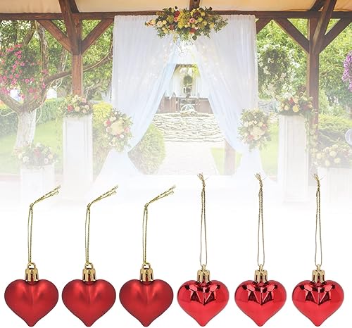 Miniatura 6 de Sorandy 24 adornos en forma de corazón para el día de San Valentín, adornos colgantes de corazón rojo para boda, aniversario, hogar, fiesta,