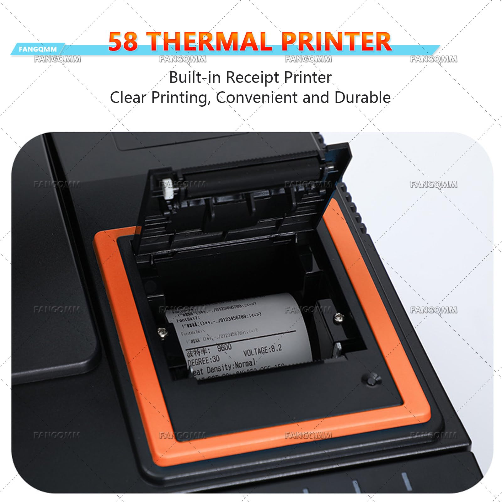 Registratore di Cassa Telematico, Sistem POS con Schermo Tattile 15.6", 8GB + 128GB, Scanner di Codici a Barre, 58mm Printer, Cassa Professionale per Ristoranti e Negozi Blue