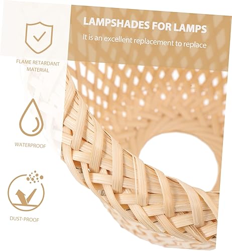 Miniatura 5 de CAXUSD Pantalla de bambú para luces de techo, pantallas para lámpara de mesa, luz colgante tejida, pantalla de pared de ratán, cubiertas de luz de