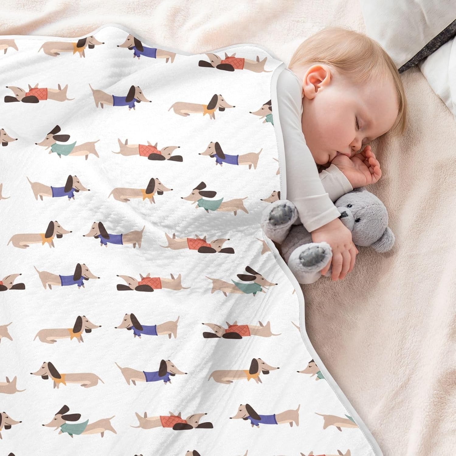 Swaddle Blanket for Cute Dog Dachshund Baby Receiving Blanket Muslin Baby Swaddles Soft Cotton Breathable Nursery Blankets for Unisex Boys and Girls 30x40 Inch