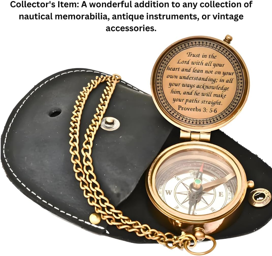 Generic Antique Vintage Brass Pocket Compass - Marine Compass - Classic Navigation Tool for Adventurers and Collectors - Handcrafted Brass Compass - Functional and Decorative, As Show In Picture