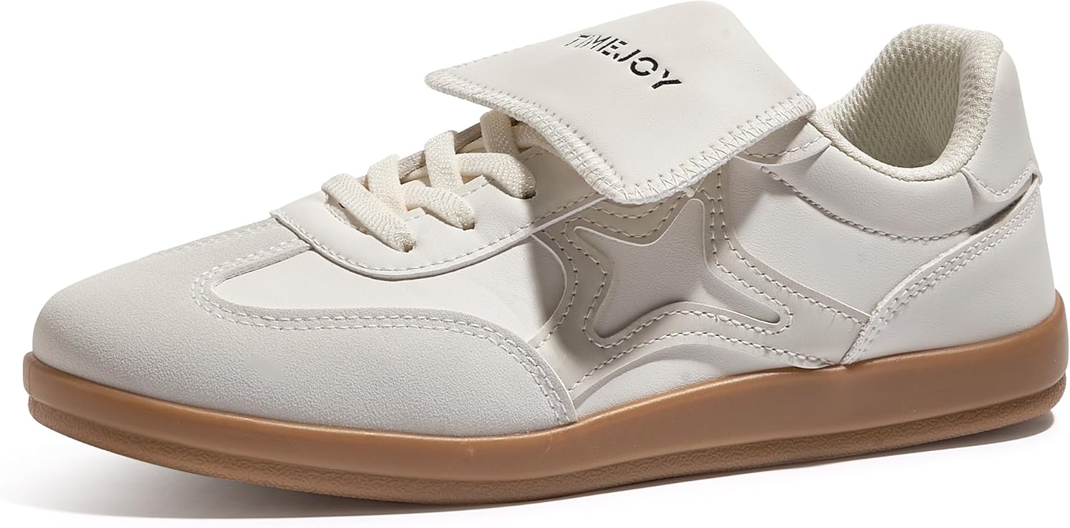 TIMEJOY Women's Fashion Retro Sneakers Classic Tennis Shoes Non-Slip Gum Sole Low-Top Lace-Up for Casual Walking