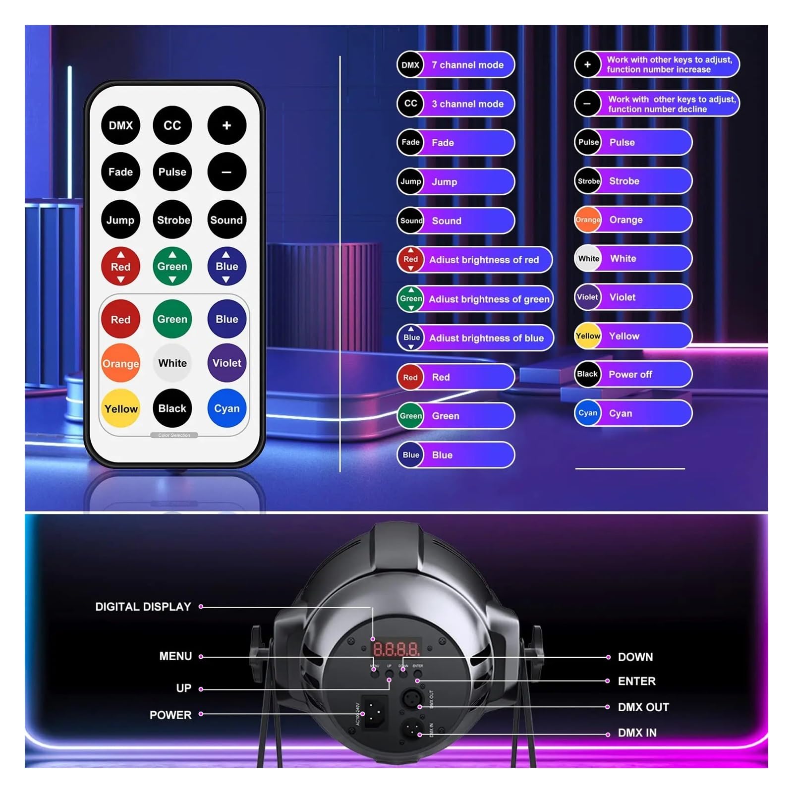 Światła Dyskotekowe Lampa LED Par 54 X 3 W RGB Stage DJ Light Light-2 szt