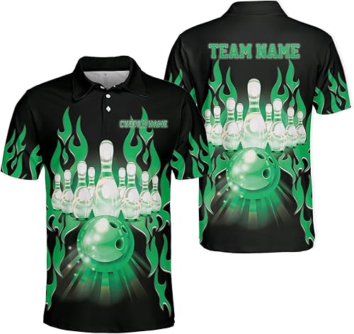 Miniatura 4 de Woseprints - Polo de boliche personalizado con nombre 3D para hombres y mujeres, camisas de bolos personalizadas para equipo, camisas de bolos unisex