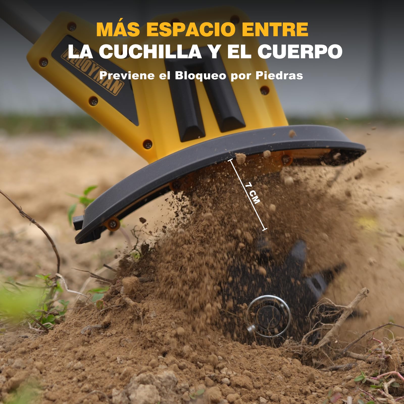 Alloyman Motoazada eléctrica de 20V MAX, cultivador de jardín, 360 RPM, con 2 baterías de 4,0 Ah y Cargador, Ancho de Trabajo de 23 cm, Profundidad de 17 cm, motoazada para Suelos