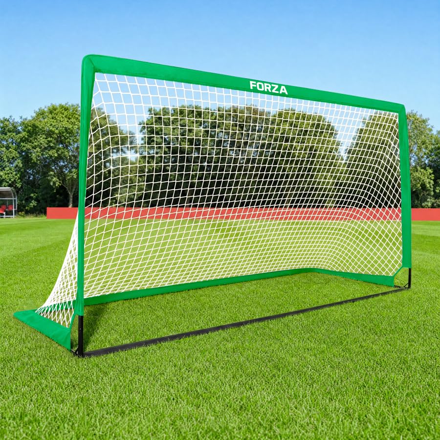 FORZA Square Pop-Up Football Goal [6 Sizes] (Green, 9ft x 5.5ft, Pair of Goals)