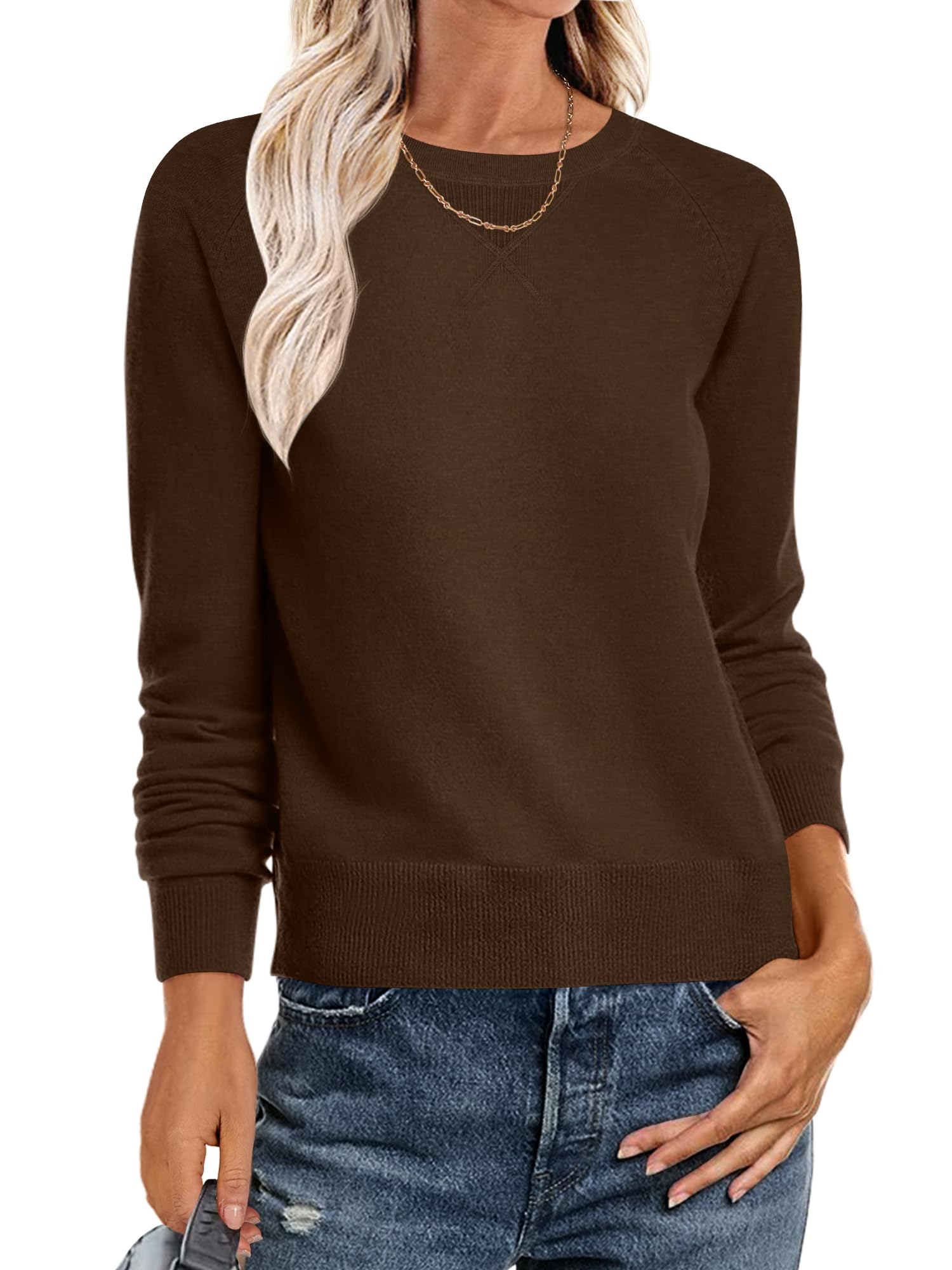 ANRABESS Sweater for Women Long Sleeve Crewneck 2026 Spring Winter Soft Loose Fit Basic Knit Pullover Sweaters Top