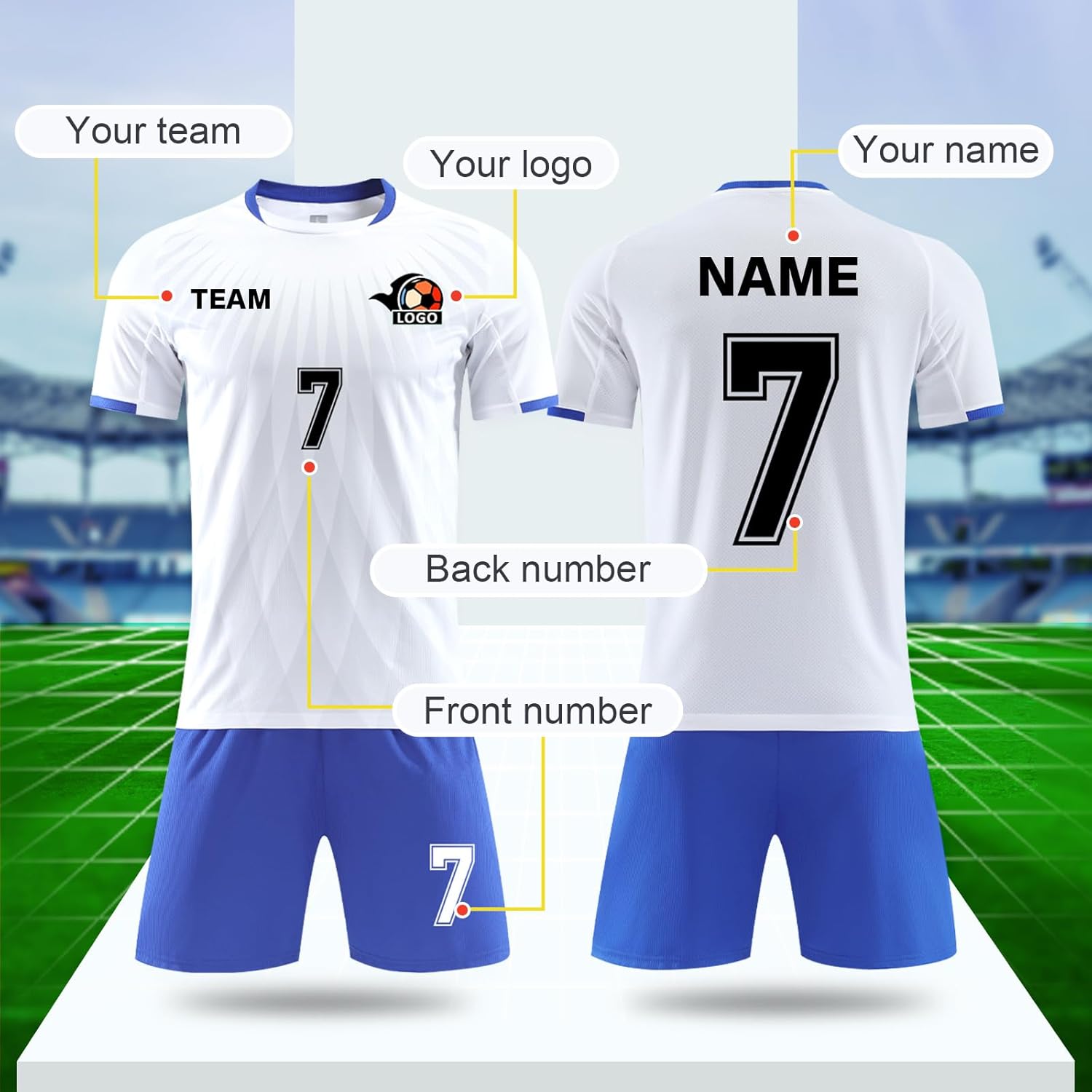 LAIFU Personalized Soccer Jerseys for Men Women Kids Adults Personalized Soccer Shirt and Shorts with Name Number Logo - Image 2