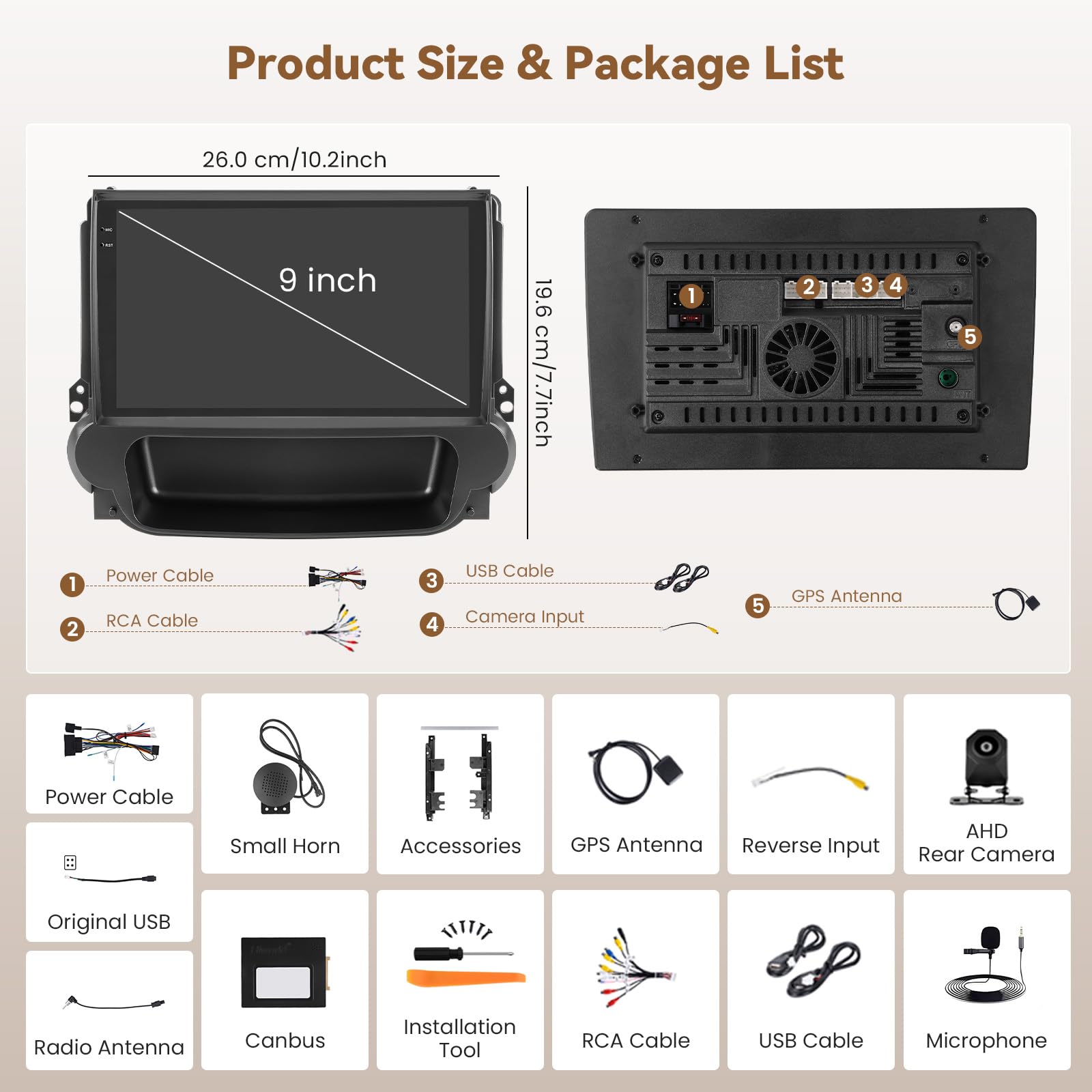 Hikity 4G+64G Android 15 Autoradio 9" pour Chevrolet Malibu CarPlay
