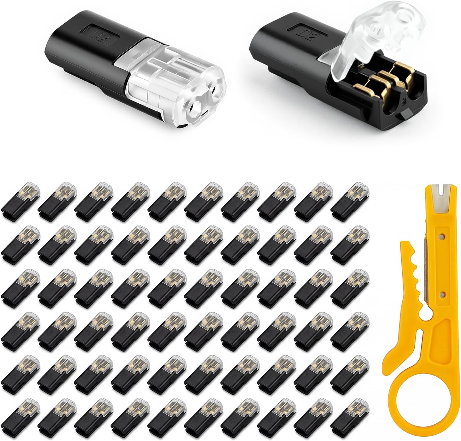 60 Pcs Electric Wire Connectors 2-pin, 2-pin Plug Cable Connectors, 18-22AWG Waterproof Automotive Wire Connectorss, Plug-in Electrical Crimp Connectorss, Cable Terminals for Cars and Trucks