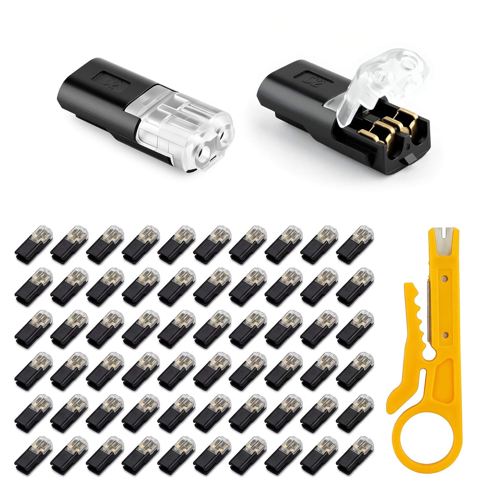 60 Pcs Electric Wire Connectors 2-pin, 2-pin Plug Cable Connectors, 18-22AWG Waterproof Automotive Wire Connectorss, Plug-in Electrical Crimp Connectorss, Cable Terminals for Cars and Trucks