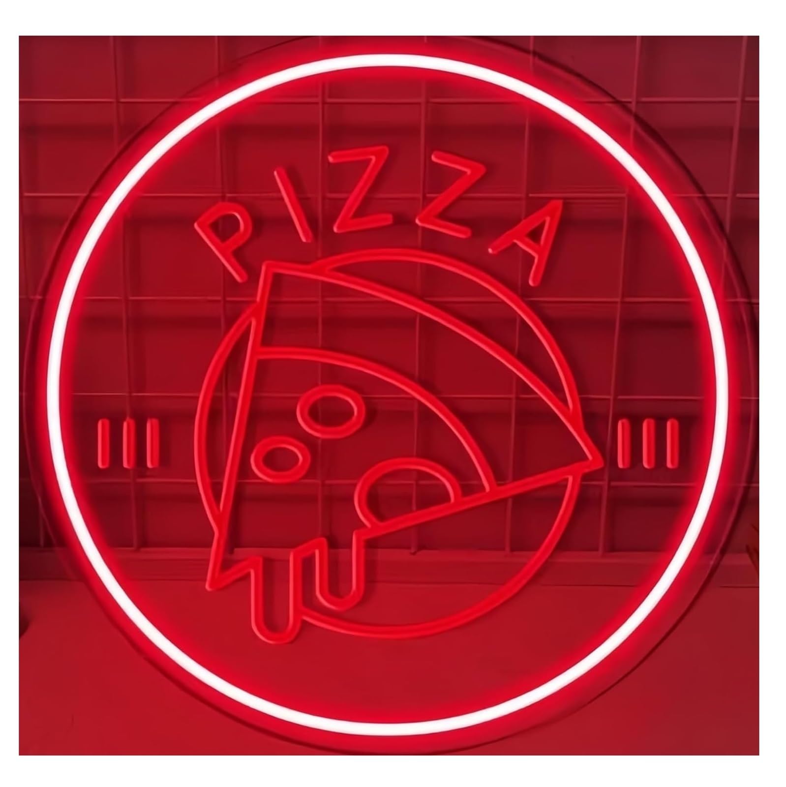 Zynther Neon lamp for neon Sign Powered for Restaurant Wall Decoration, Light for Pizza(30cmx30cmred)