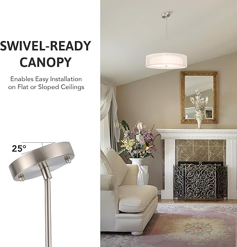 Miniatura 6 de CO-Z  Candelabro con 3 luces de doble tambor convertible, lámpara de techo para isla de cocina, mesa de comedor, dormitorio, barra de bar,