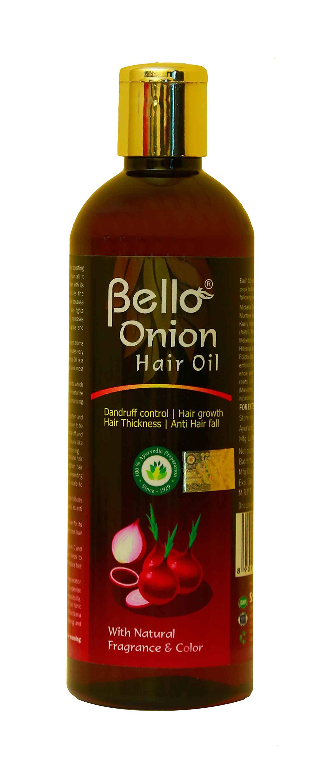 Bello Onion Hair Oil for Strong Hair, Hair fall, Controls dandruff, 200ml