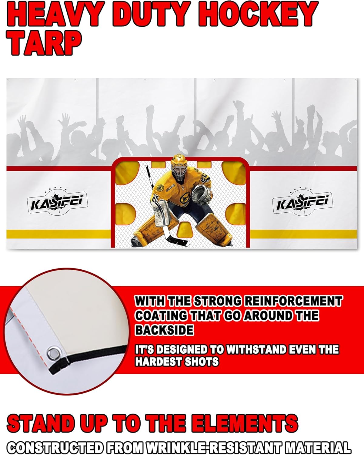 kasifei – 8' x 16' Heavy Duty Hockey Shooting Tarp – Built-in Shooter Tutor – Great Hockey Net Replacement – Training Equipment for All Skill Levels - Garage & Wall Protection