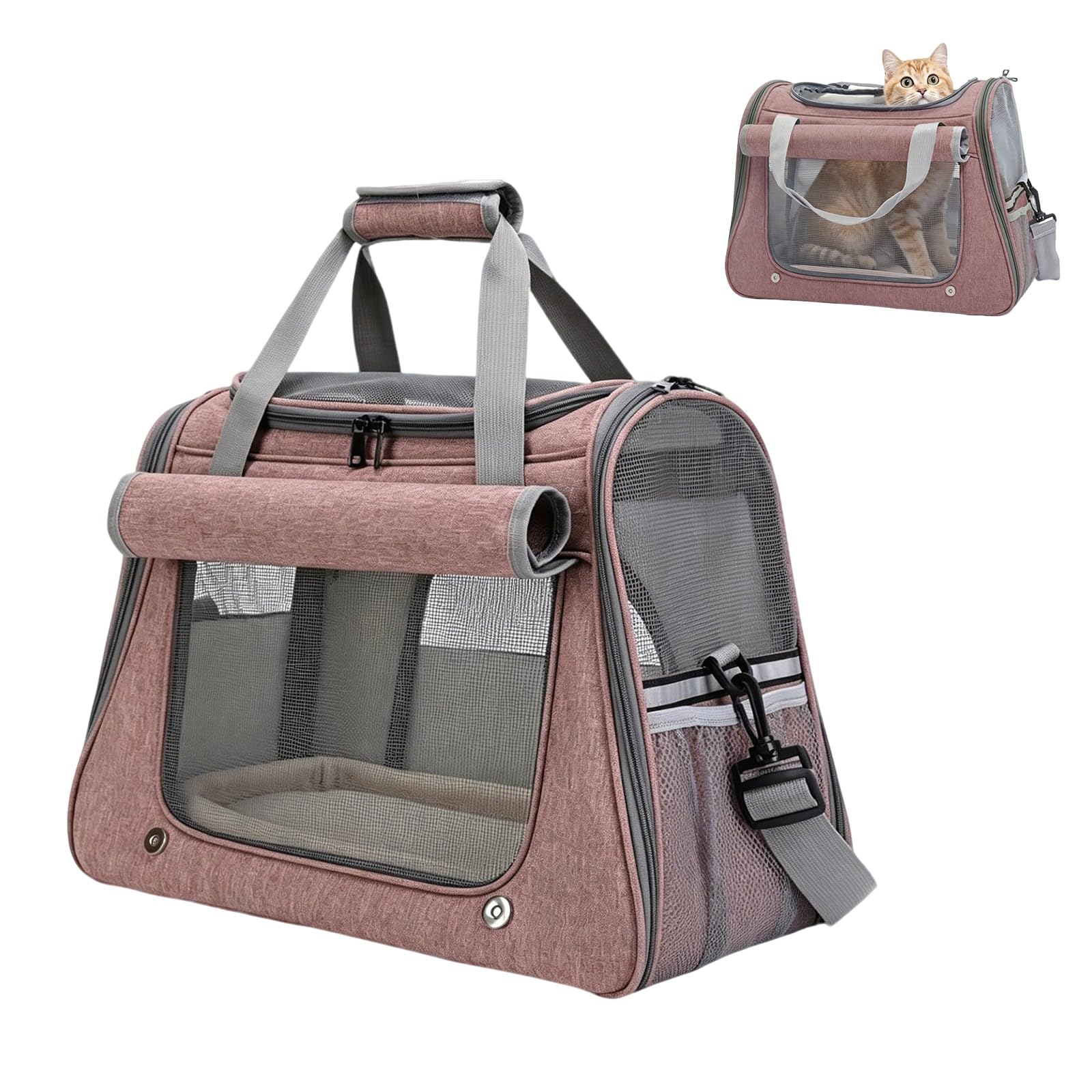 Torba transportowa dla kotów i małych psów, 45 x 25 x 34 cm Składana torba transportowa dla kota z paskiem na ramię i poduszką, torba transportowa dla kota i psa do 9kg, torba transportowa dla kota do