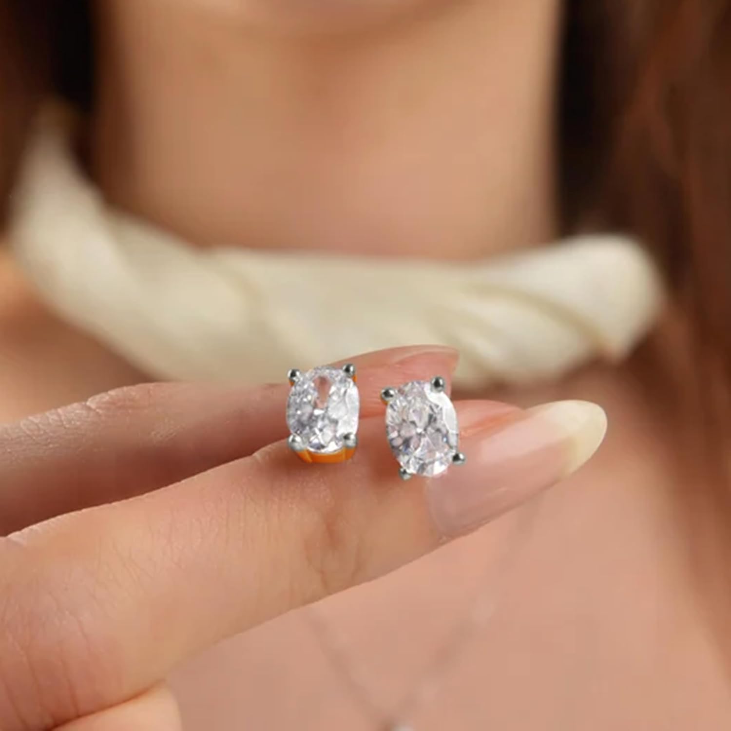 DEWBERRY 1.00 CT IGI Certified Lab Grown Diamond Oval Cut Solitaire Stud Earrings for Women in 14k Gold With Push Back 4 Prong Set diamond Earrings ((Clarity_VS, Color_F-G) - Image 6