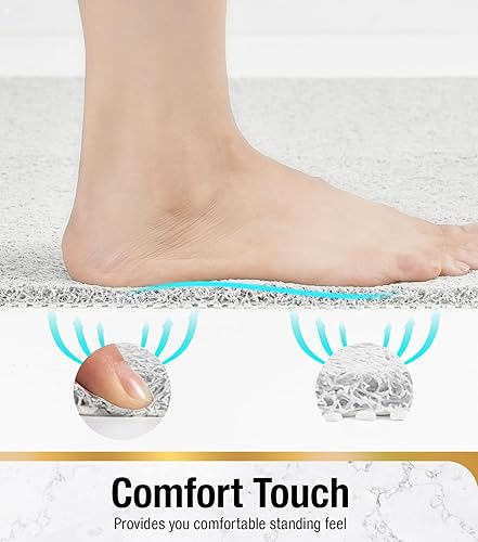 Miniatura 4 de HITSLAM Tapete de ducha antideslizante, de 24 x 16 pulgadas, para bañera con orificios de drenaje, tapete de baño de esponja suave de PVC