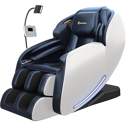 Real Relax 2025 Massage Chair Full Body, Zero Gravity SL-Track Shiatsu Massage Recliner with Heat, APP Control, Child Lock, Body Scan Bluetooth, Foot Roller, Favor 06, Blue