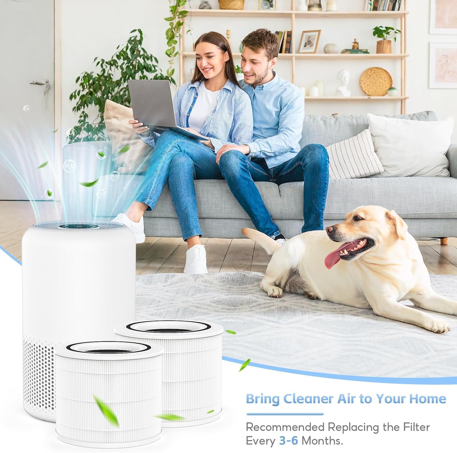 2 Pack Core 300 Replacement Filter Compatible with LEVOIT Core 300 and Core 300S Air Purifier, 3-in-1 True HEPA with High Efficiency Core 300-RF Filter Replacement, White