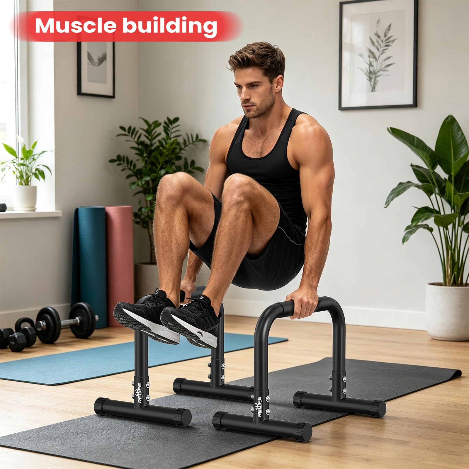 RELIFE REBUILD YOUR LIFE Dip Station Regolabile Parallele Calisthenics Parallel Bars Parallettes Push up Dip Stand Fitness parallettes Heavy Duty Libera Installazione