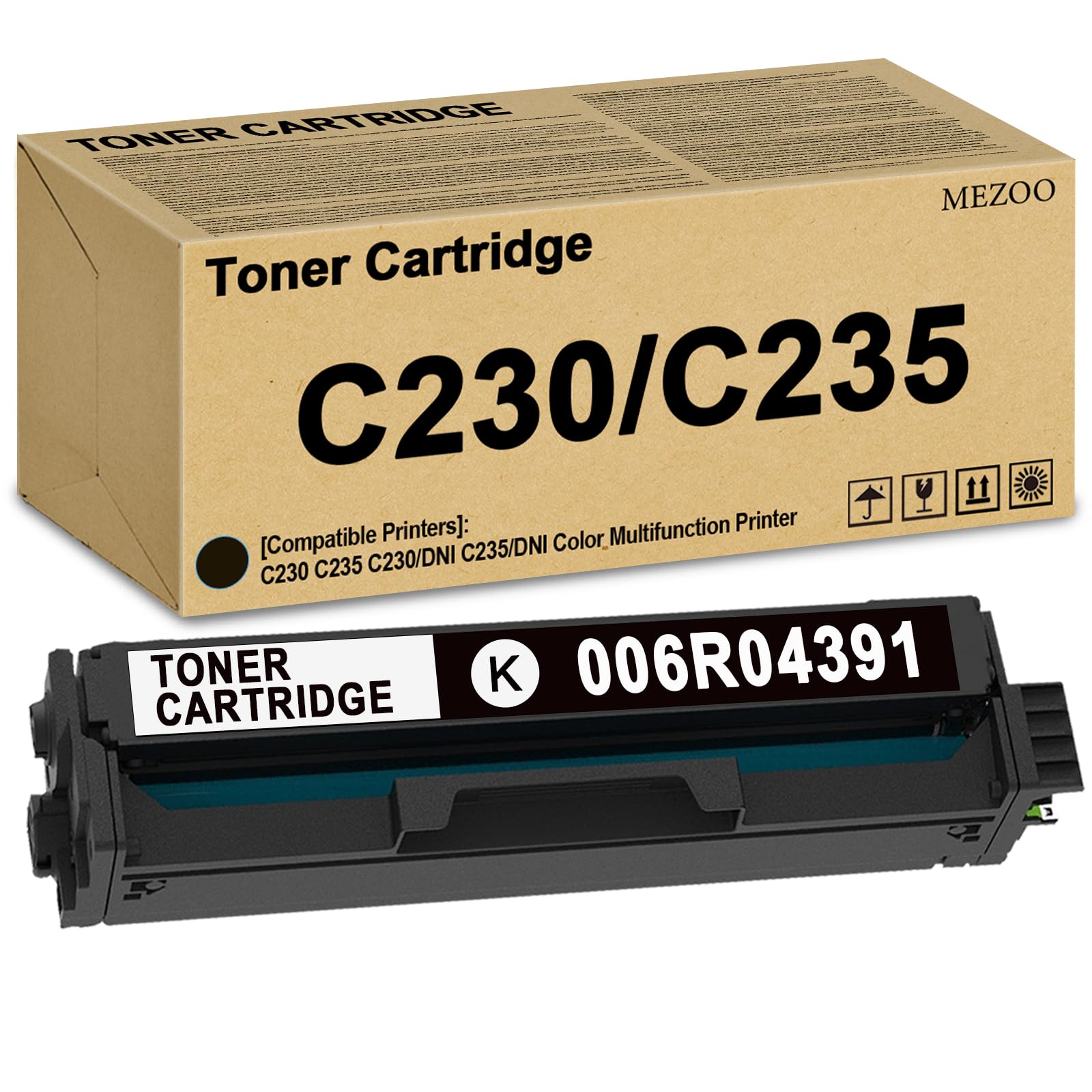 MEZOO C230 C235 Kaseta z czarnym tonerem o dużej pojemności z nowym chipem kompatybilna z tonerem 006R04391 do drukarki C230 C235 C230DNI C235DNI (1 opakowanie)