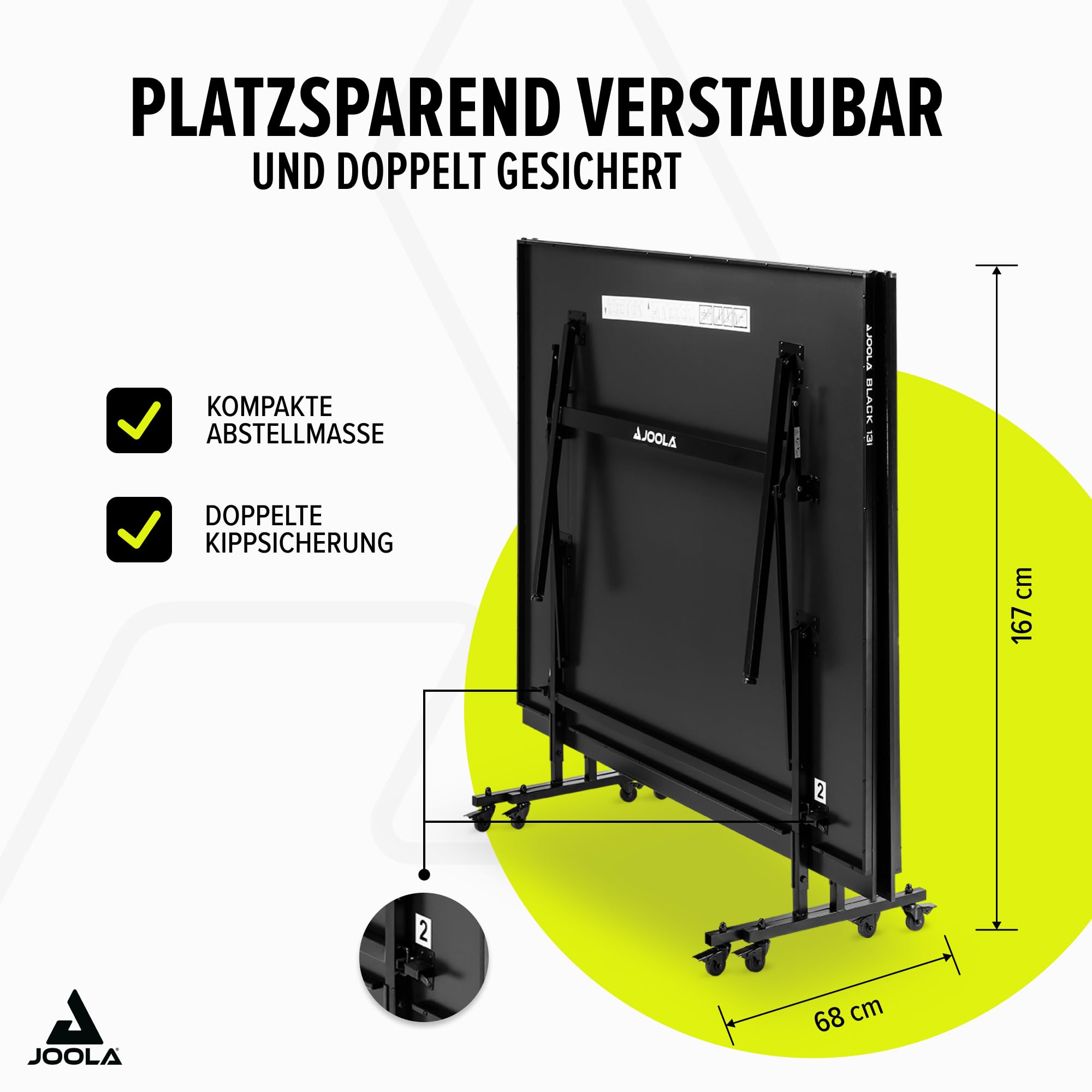 JOOLA Tischtennisplatte Inside 13 Tischtennistisch Indoor klappbares Untergestell – Schneller Aufbau-inklusive Netz, blau, 274 x 152,5 x 76 cm