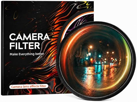 Camera Vortex Effect Filter, 77MM Prism Film Special Effects Glass Lens Photography Accessories for DSLR Cinematice Video and Photo, Filter Pouch Included