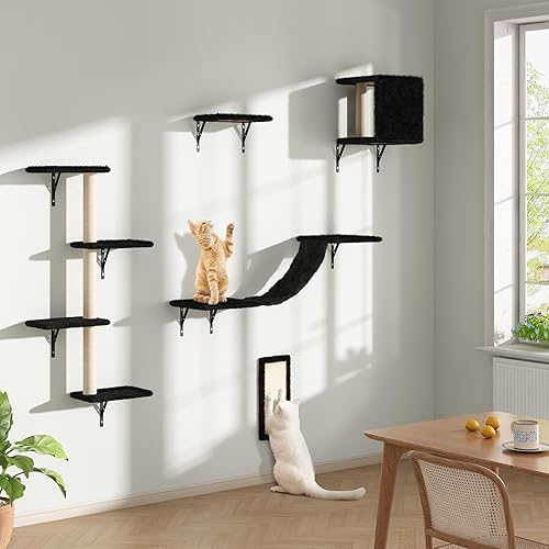 Miniatura 1 de COZIWOW Estantes de pared para gatos, juego de 5 escaladores para gatos montados en la pared, perchas flotantes para gatos, camas colgantes para