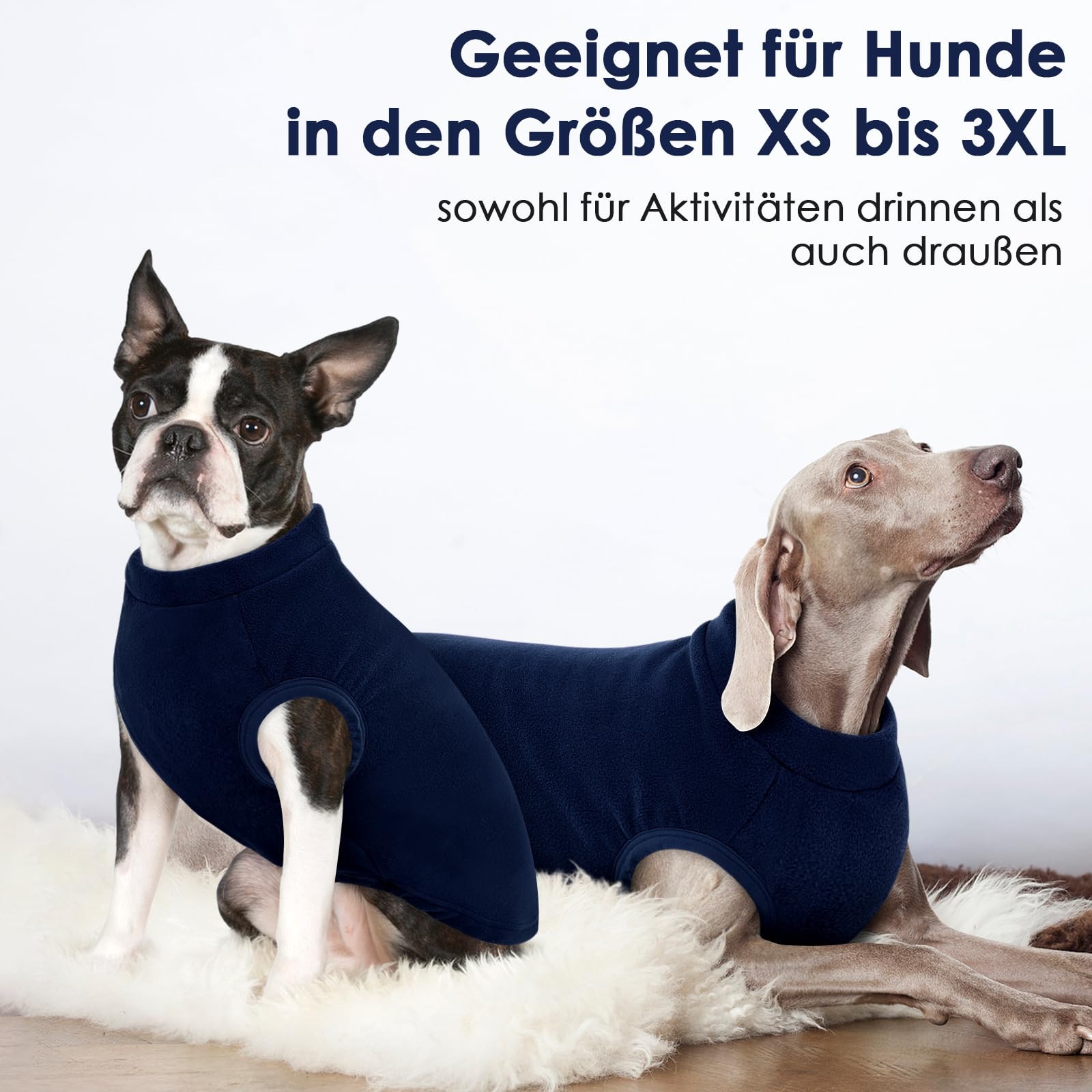 AOFITEE Fleece Hundepullover, Warmer Weihnachten Hunde Pullover Fleece Hundeweste für Große Hunde, Weicher Hundepulli Elastischer Fleecepullover Winter Hundemantel Pulli für Dobermann, Marineblau XXXL