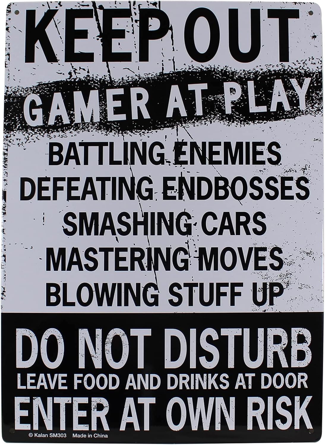 Keep Out Gamer At Play Metal Sign - Easy-to-Hang Wall Decor - Fun Tin Signs for Man Cave - Metal Dorm Room Decorations, Garage Signs, and Man Cave Signs