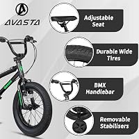 AVASTA Gyerek Kerékpár 12 14 16 Hüvelyk BMX Stílus Segédkerekekkel és Kitámasztóval 1-8 Éves Fiúknak Lányoknak Különböző Színekben 2