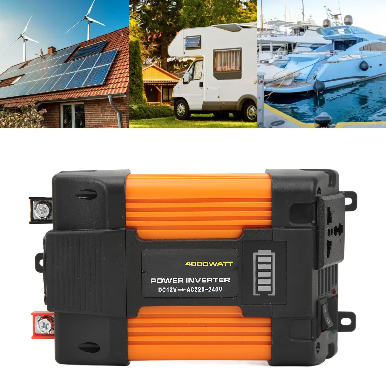 Alomejor Inversor de 4000 Vatios, Sistema de Energía Solar Portátil 30A 12V 24V Controlador de Carga Solar 18W 18V Kit de Panel Solar